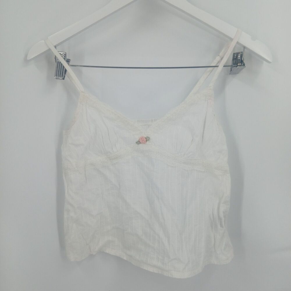 SHEIN White Ribbed Cami Crop Top Sleeveless Basic Tank Size XS